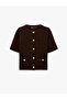 Buttoned Pocketed Crew Neck Short Sleeve Knitwear Cardigan - 5