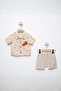 Summer Baby Boy Carrot Detailed Shorts and Top Set - 2