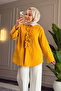 6535 - Stylish Comfortable Ruffle Detailed Woven Peach Fabric Women's Shirt