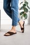 Velvet Women's Square Toe Metal Buckle Casual Slippers – Flat Sole Summer Slippers - 4