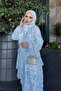 Blue Layered Chiffon Dress with Elastic Waist Skirt - 3