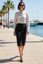 Women's Midi Length Pencil Cut Slit Regular Waist Scuba Crepe Knitted Skirt Lined Comfortable Daily Casual - 3