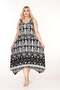 Women's Black Patterned Buckle Asymmetrical Strap Lycra Viscose Stylish Dress - 2