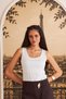 Women's Paris Dot Polka Dot White Tank Top – Sleeveless, Round Neck, Stylish Look