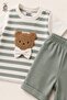 Baby Boy Shorts Set with Teddy Bear Detail, Comfortable Summer Set - 7