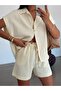Linen Shorts Set - Yellow - 4