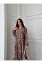 Coffee Color Shawl with Pattern and Buttons, Our Wide Fit Model - 2
