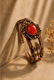 Women's Carnelian Stone Copper Bracelet with Leaf Figure, Authentic Design, Adjustable Stylish Bracelet - 5
