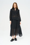 Women's Stand-Up Collar Ruffled Striped Shirt
