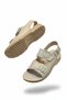 1695 Cream Color Full Orthopedic Sole Men's Sandals - Adjustable Velcro Daily Comfortable Sole Men's Sandals - 5