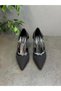 Black Satin Open-Sided Heeled Shoes - 4