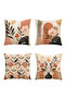 Coffee Shades Flowers Patterned 4-Piece Throw Pillow Cover Set - 3