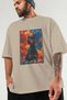 For Dog Lovers 17 Front Dog Print Beige Oversize T-Shirt 100% Cotton Unisex Dog Lover Premium Design - 3