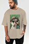 For Dog Lovers 67 Front Dog Printed Beige Oversize T-Shirt 100% Cotton Unisex Dog Lover Premium Design - 6