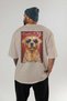 For Dog Lovers 51 Back Dog Print Beige Oversize T-Shirt 100% Cotton Unisex Dog Lover Premium Design - 4