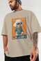 For Dog Lovers 44 Front Dog Printed Beige Oversize T-Shirt 100% Cotton Unisex Dog Lover Premium Design - 3