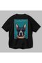 For Dog Lovers 47 Back Dog Printed Black Oversize T-Shirt 100% Cotton Unisex Dog Lover Premium Design - 3