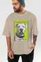 For Dog Lovers 52 Front Dog Printed Beige Oversize T-Shirt 100% Cotton Unisex Dog Lover Premium Design - 6