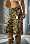 Camouflage Pattern Tracksuit Bermuda Shorts with Side Stripes - 2