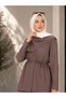 Women's Shawl Detailed Waist-Tie Muslim Dress Double Set Sb0041 - 2