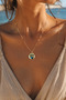 Steel Necklace with Blue Butterfly and Crown Figures – Gold Color Minimalist Women's Necklace
