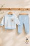 Boy's - Baby Set - Striped Seasonal Top and Bottom Set with Teddy Bear Pocket - 3
