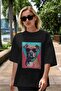 For Dog Lovers 46 Front Dog Printed Black Oversize T-Shirt 100% Cotton Unisex Dog Lover Premium Design - 5