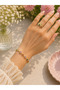 Colorful Stone Detailed Pinterest Model Brass Plated Elegant Women's Bracelet - 5