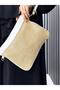 Wicker Handbag and Portfolio Clutch Bag with Long Strap, Suitable for Women's Tablet Use - 2