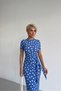 Tie-Up Double Slit Polka Dot Wrinkled Fabric Women's Dress 125 cm - 3