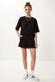 Modal Oversize T-Shirt Shorts Set Lub0379 Black - 3