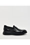 Plain Black Leather Loafers Shoes