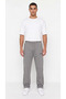 Men's Gray Color Comfortable Fit Double Piping Flat Leg Pocket Zipper Sweatpants