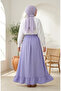 Elastic Waist Polka Dot Patterned Skirt 0309-05 Lilac - 5