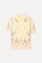 Women's Yellow Floral Embroidered Short Sleeve Shirt
