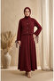 Button Detailed Blouse Skirt Tesetür Double Set 5658-01 Claret Red - 2