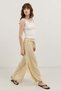 Yellow Linen Blend Slit Women's Trousers - 3