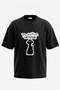 Pawsitive Cattitude Design Back Printed Cotton Black Oversize T-Shirt