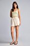 100% Cotton Regular Waist Short Leg Patterned Elastic Tie Waist Muslin Ecru Shorts H7651Ax26Sm - 2