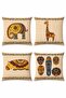 Ethnic Elephant Giraffe Hippo Masks Patterned 4-Piece Throw Pillow Cover Set - 3