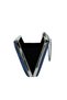 Navy Blue Satin Pleated Metal Case Evening Dress Handbag with Handle and Strap - 6