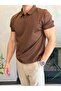Men's Regular Fit No-Closure Polo Tshirt Bitter Brown Eca084 - 3
