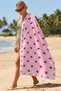 Polka Dot Pink Stylish Beach Towel Coverlet - Modern Minimalist Burgundy White Sand-Repellent Towel Coverlet - 2