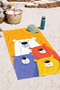 Colorful Children's Beach Towel with Teddy Bear Figure - Cute Modern Yellow Kids Quick-Dry Microfiber Towel - 2