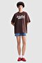Ecko Red Madelyn Loose Boyfriend Fit Crew Neck Printed 100% Cotton Women's Brown Tshirt - 3