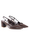 Leather Brown Back-Strapped Short Heeled Women's Shoes - Kb2726 - 2