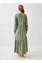 Linen Hijab Dress with Cutouts and Tie-Down Sleeves - Cagla - - 6