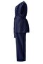 Kimono&Pants Linen Plus Size Set with Belt Detail - Navy Blue - - 3