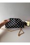 Women's Black-White Polka Dot Scholarship Pouch Bag with Gold Chain Detail - 3