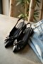Litedo Black Bowknot (3 cm) Pointed Toe Daily Use Heeled Ballerinas - 5